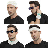 Custom Bandana Face Cover showing versatile uses, heart pattern design, neck gaiter, headband, and wristband for men