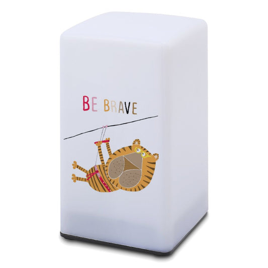 Small table lamp for bedroom or bar with tiger design and "BE BRAVE" text, night light