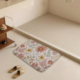 Floral bath rug with watercolor design, non-slip and quick-drying for bathroom