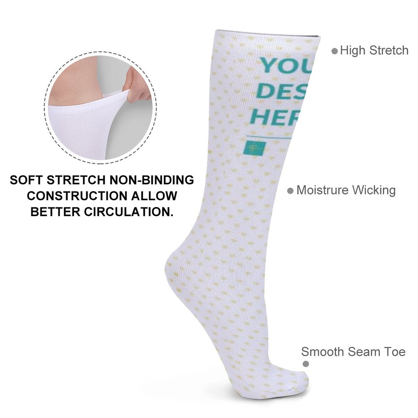 Personalized winter sock, soft, moisture-wicking, and non-binding for comfort