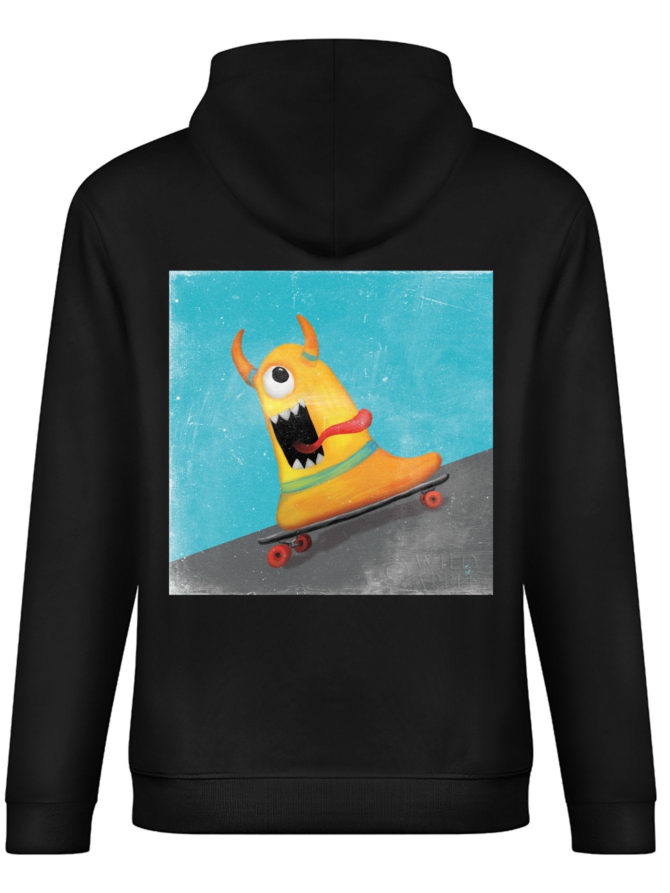 Men's black stick hooded sweatshirt with Xtreme Monsters IV design. Comfortable, USA made.