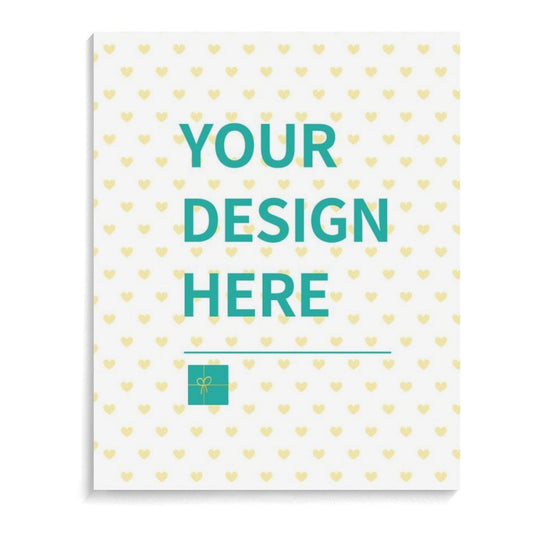 Customizable canvas with text 'YOUR DESIGN HERE' and heart pattern, perfect for personalized DIY paint by numbers kit