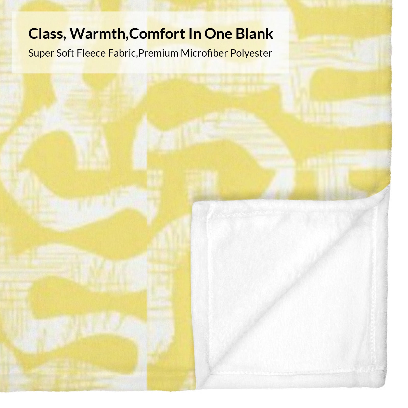 Yellow flannel blanket with abstract design; Super soft fleece fabric, cozy home decor; cross design