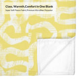 Yellow flannel blanket with abstract design; Super soft fleece fabric, cozy home decor; cross design