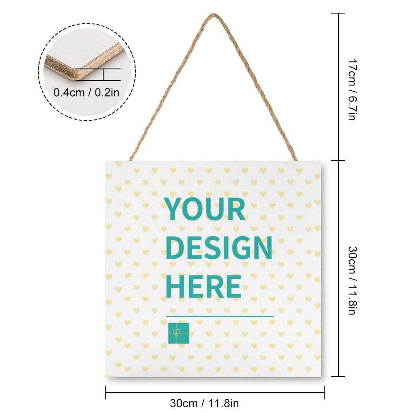 Customizable wooden sign with hemp rope, personalized design. Perfect farmhouse decor for home and kitchen.