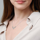 Silver V-Shaped Bar Pendant Necklace with Engraving, Personalized Name Necklace