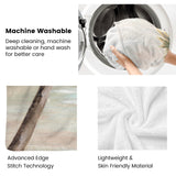 Beach flannel blanket features: machine washable, soft polyester, skin-friendly material, perfect for sofa or bed.