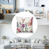 Plush throw pillow cover with watercolor hummingbird and floral design for sofa, MyArtsyGift decorative pillow.