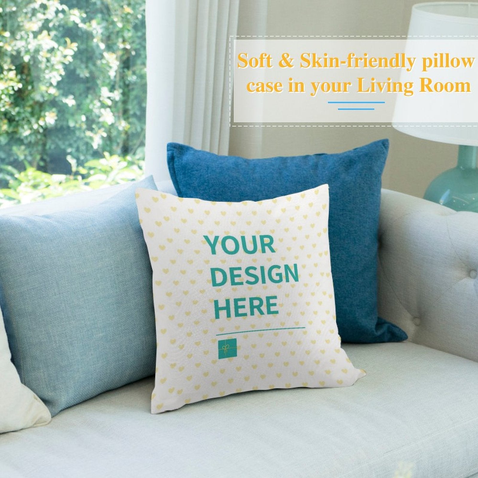 Personalized throw pillow cover with custom design, plush material, perfect for gifts and home decor