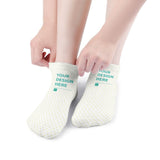 Personalized short socks with design option, white polyester socks, perfect gift
