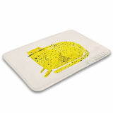 Yellow cat design coral velvet bath rug, non-slip bathroom carpet, MyArtsyGift