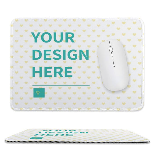 Custom mouse pad with 'YOUR DESIGN HERE', non-slip waterproof desk pad for office/home. Includes mouse.