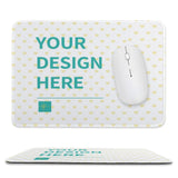 Custom mouse pad with 'YOUR DESIGN HERE', non-slip waterproof desk pad for office/home. Includes mouse.