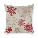 Cotton Linen Pillow Case, Red & Gold Snowflake Pattern Throw Pillow Case