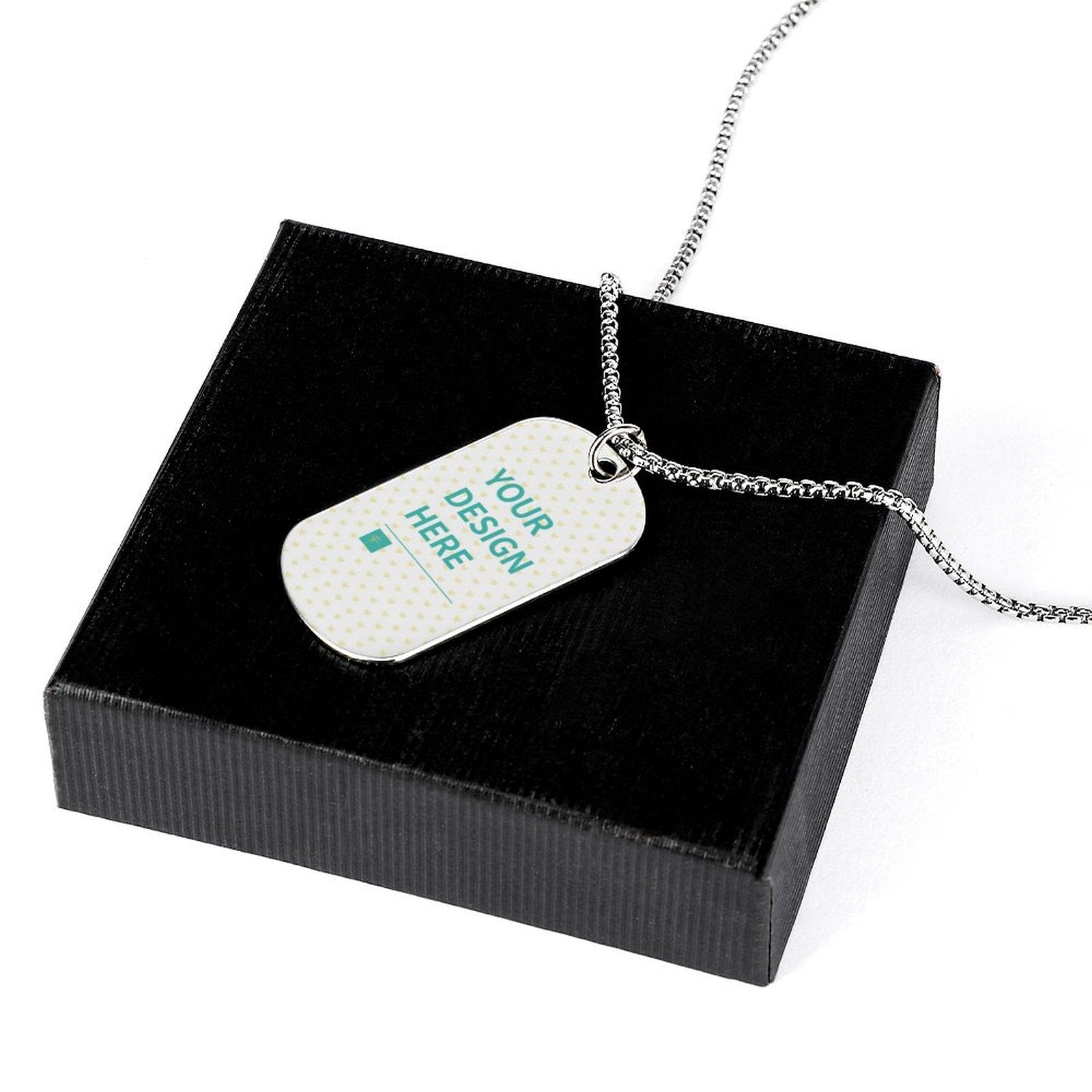 Customizable titanium steel dog tag pendant with YOUR DESIGN HERE text, personalized photo pendant