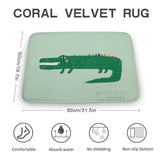 Coral velvet bath rug with crocodile design, non-slip, absorbent, and comfortable for bathroom or kitchen.