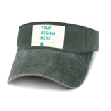 Custom gray denim visor hat with YOUR DESIGN HERE design for sun protection and outdoor activities