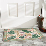 Desert-themed door mat with tropical leaf patterns, perfect for indoor or outdoor use