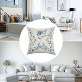 MyArtsyGift Linen throw pillow case set of 2, blue floral Swedish tile design for living room decor
