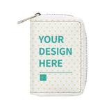 Personalized white PU leather card case with custom design area, minimalist wallet for men and women.