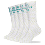 Custom white socks with yellow hearts and personalized text, perfect for Christmas and personalized gifts