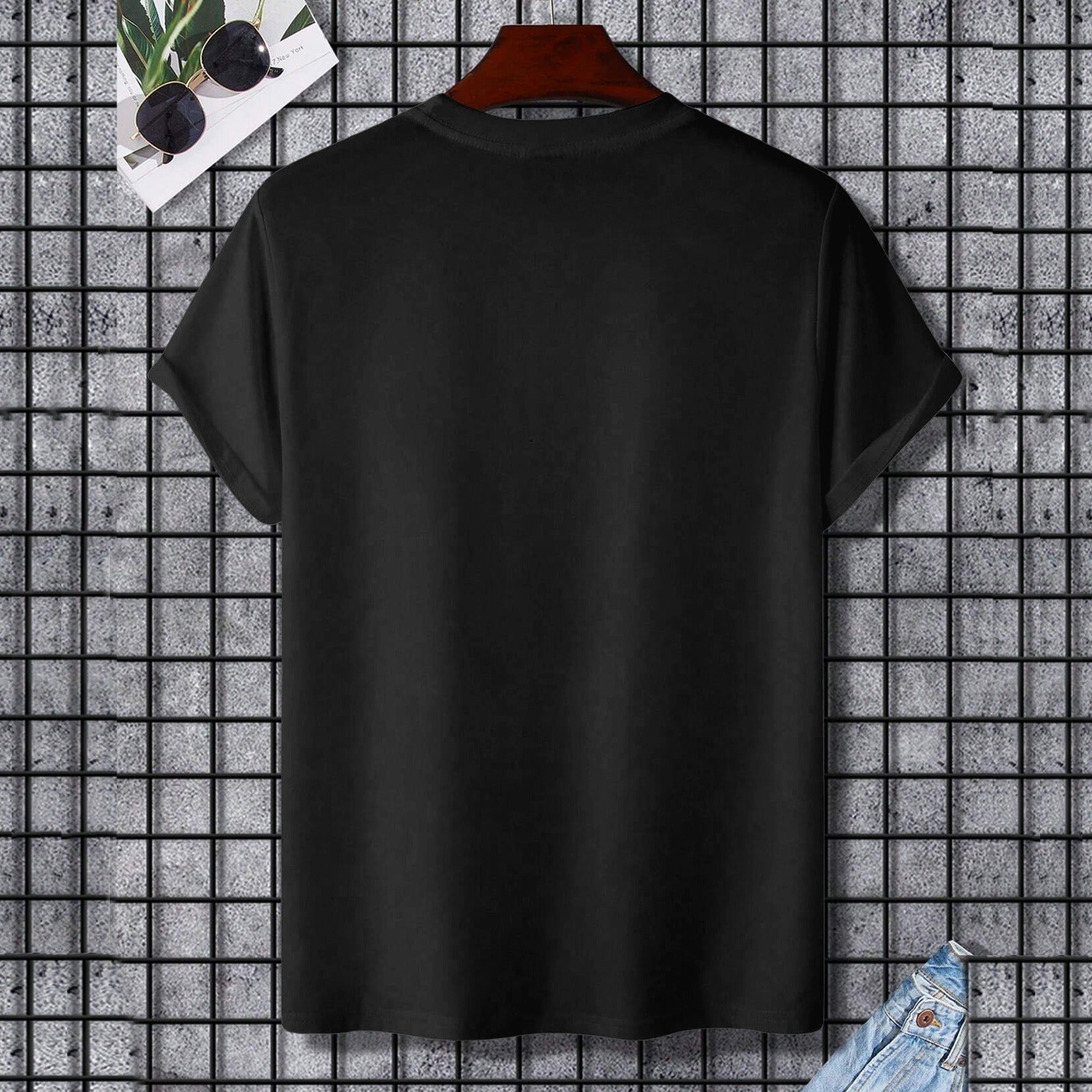 Black Gildan Unisex T-shirt, cotton fabric, back view. Perfect for MyArtsyGift's customizable clothing.
