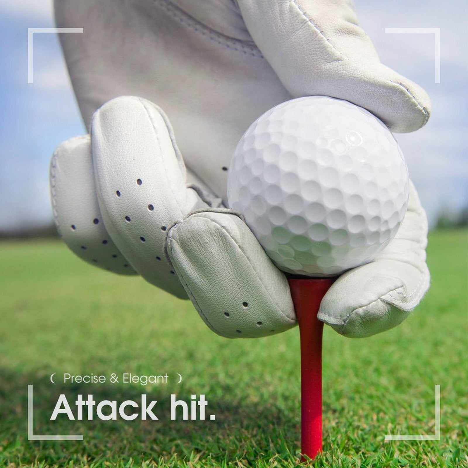 Golf ball ready to hit, with the text "Attack hit", perfect gift for golf lover, ideal for men.