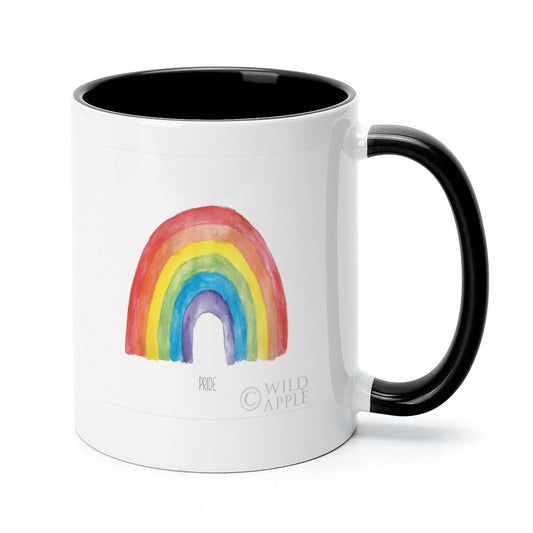 Personalized White Ceramic Mug - Rainbow Pride Design, Black Handle, Customizable Gift from MyArtsyGift