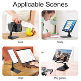 Foldable phone and tablet stand applicable in cooking, studying, working, and gaming scenarios