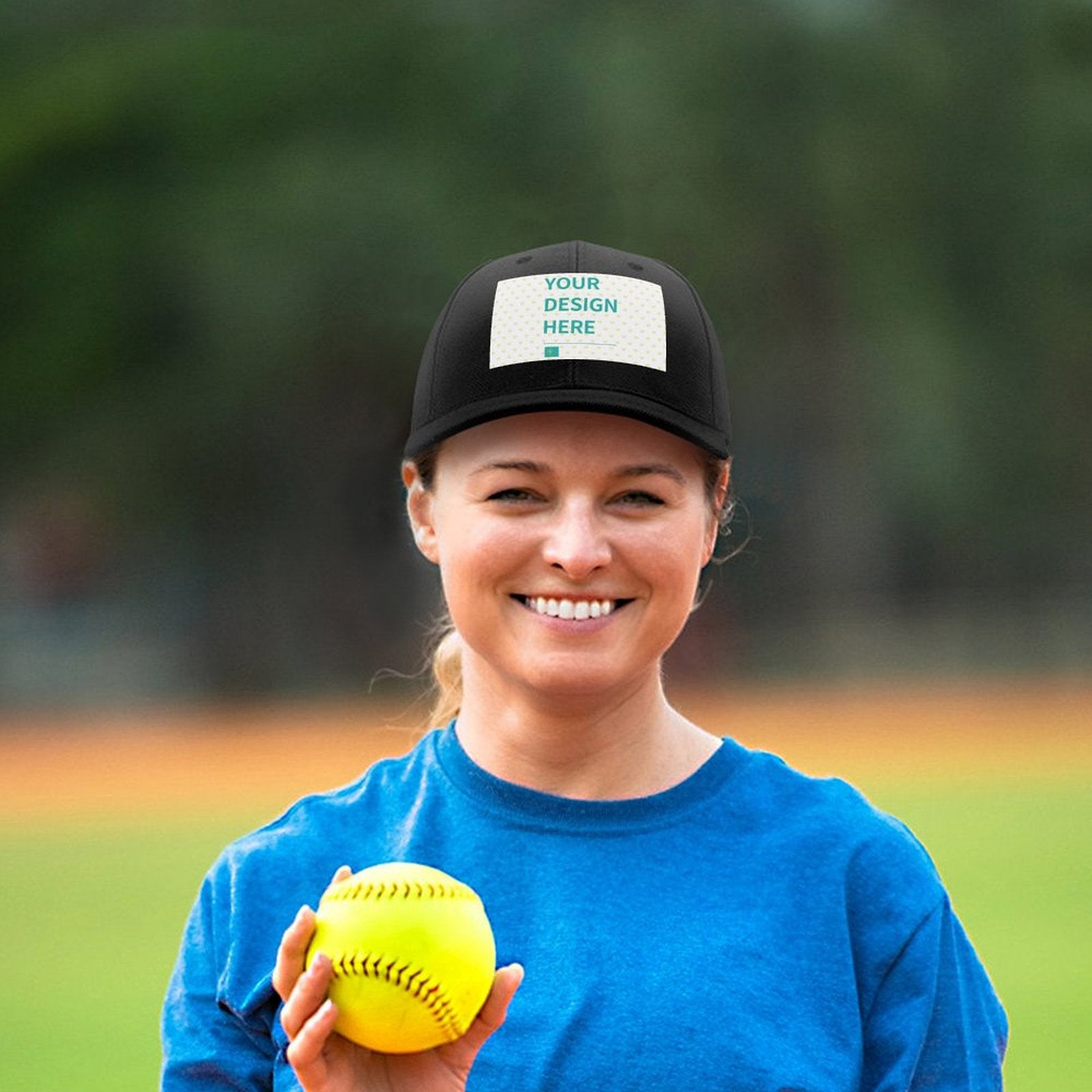 Customizable black baseball cap, design your own hat for men and women, with softball
