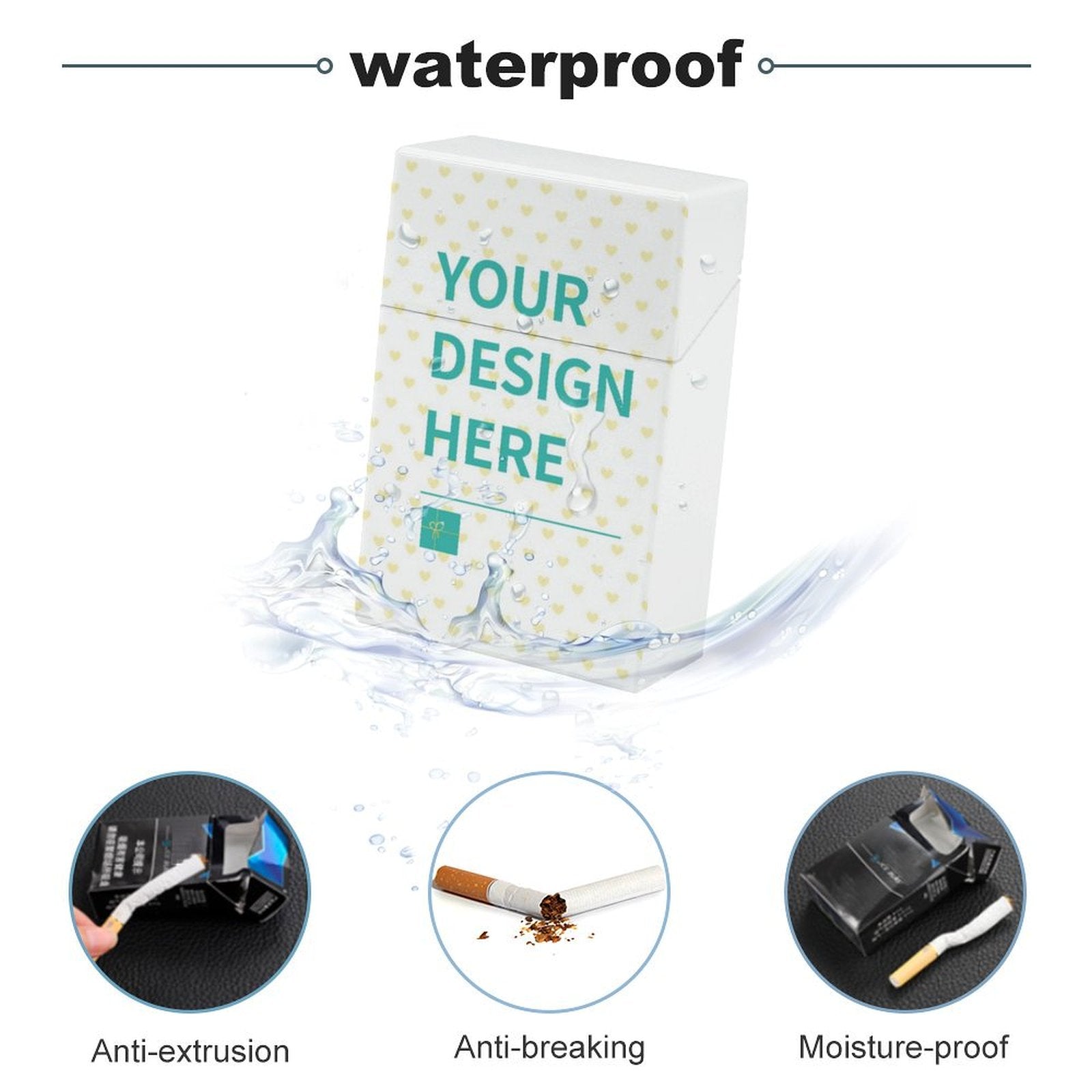 Custom cigarette case with waterproof design, personalized for men and women, featuring plastic construction