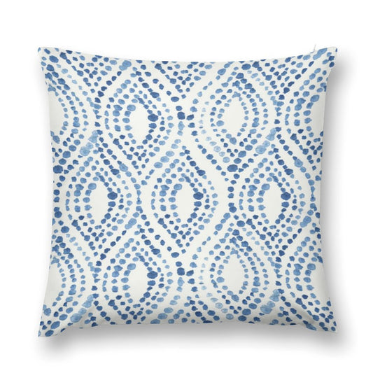 Blue dotted pattern plush pillow cover. Soft, fluffy decorative pillow for sofa, couch, and living room.