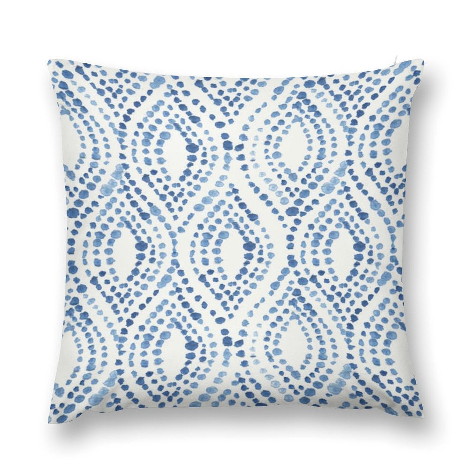 Luxury blue and white patterned plush pillow cover for sofa or couch