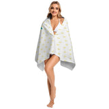 Personalized microfiber beach towel with yellow heart design, beach accessory for adults, custom gift.