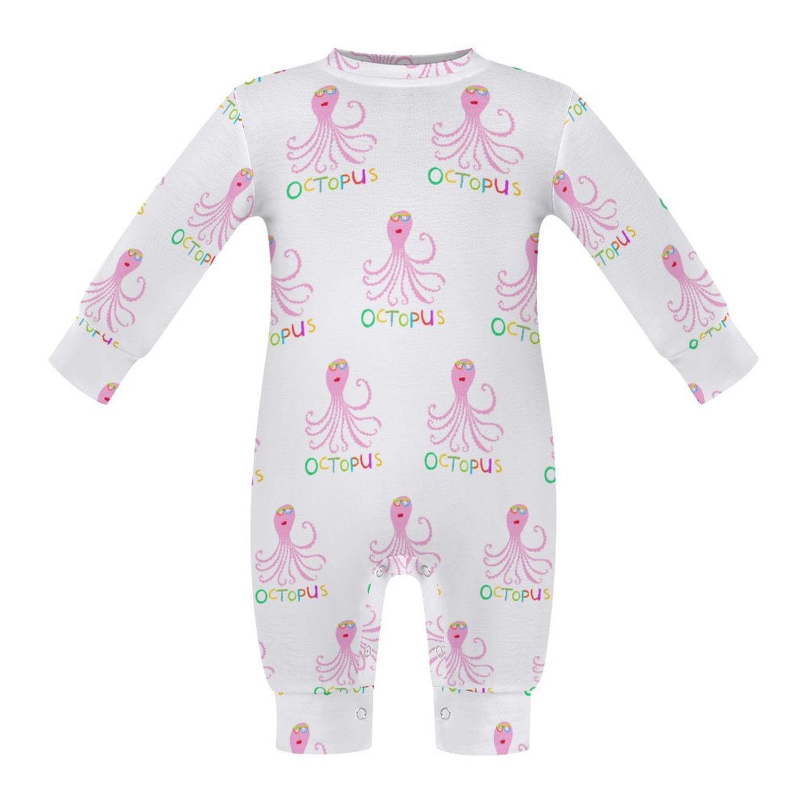 Newborn baby octopus print romper, long-sleeved cotton jumpsuit. Soft and skin-friendly baby clothes from MyArtsyGift.
