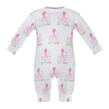 Newborn baby octopus print romper, long-sleeved cotton jumpsuit. Soft and skin-friendly baby clothes from MyArtsyGift.