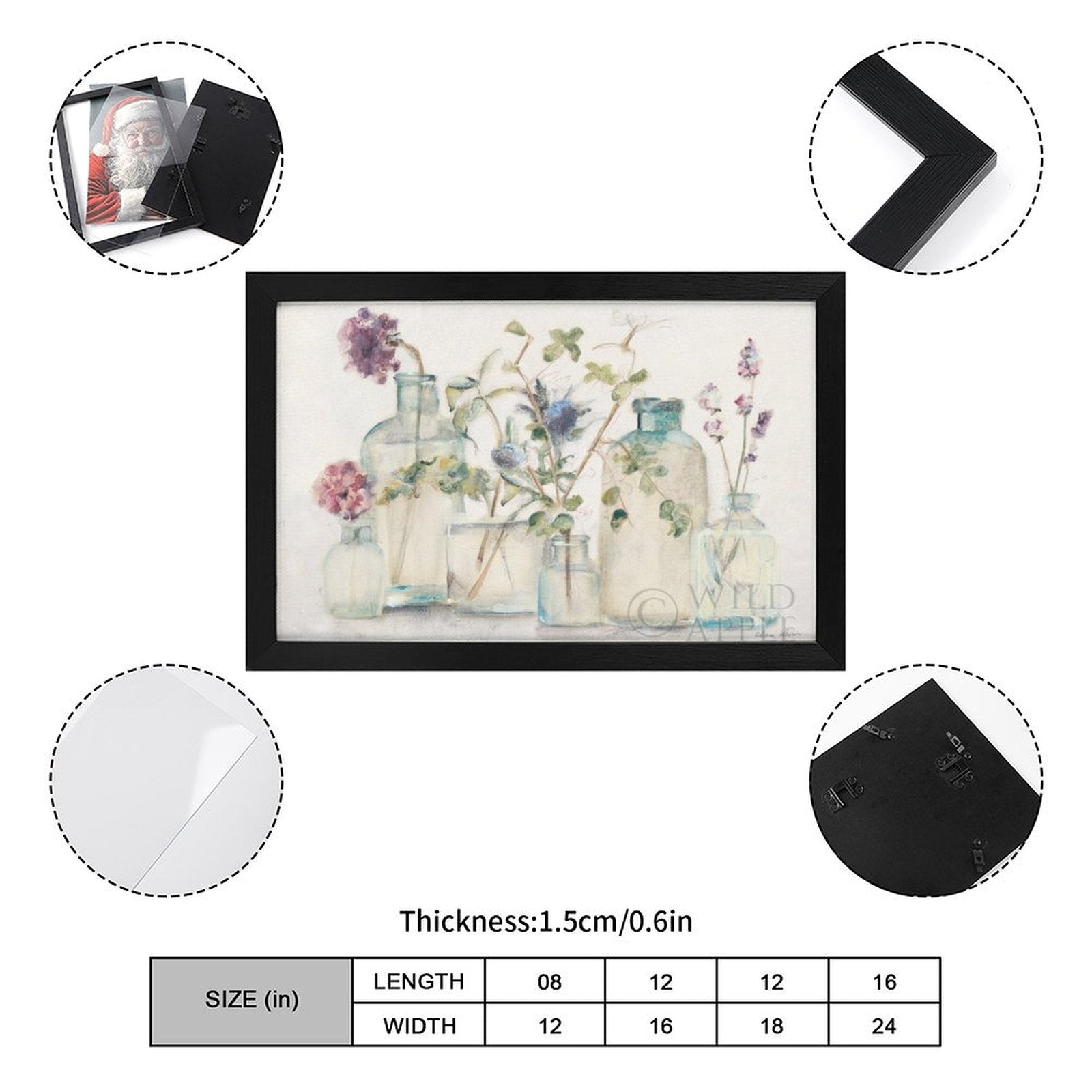 Canvas floral print with black frame. Personalized wall art for home decor, ideal gift