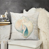 Plush seashell pillow cover for sofa decor. Features soft plush fabric and a detailed seashell design.