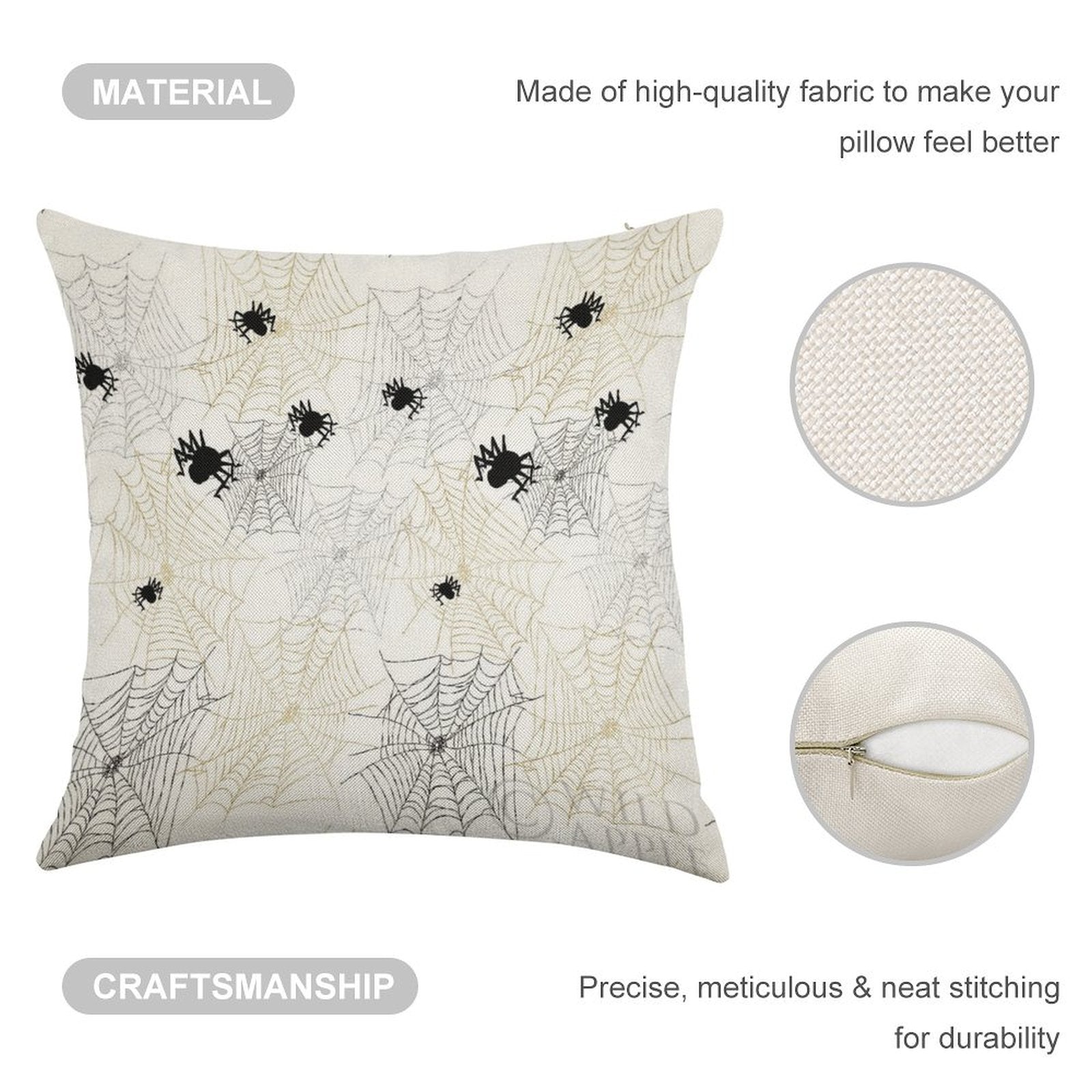 Halloween linen throw pillow case with spider web design for living room decor