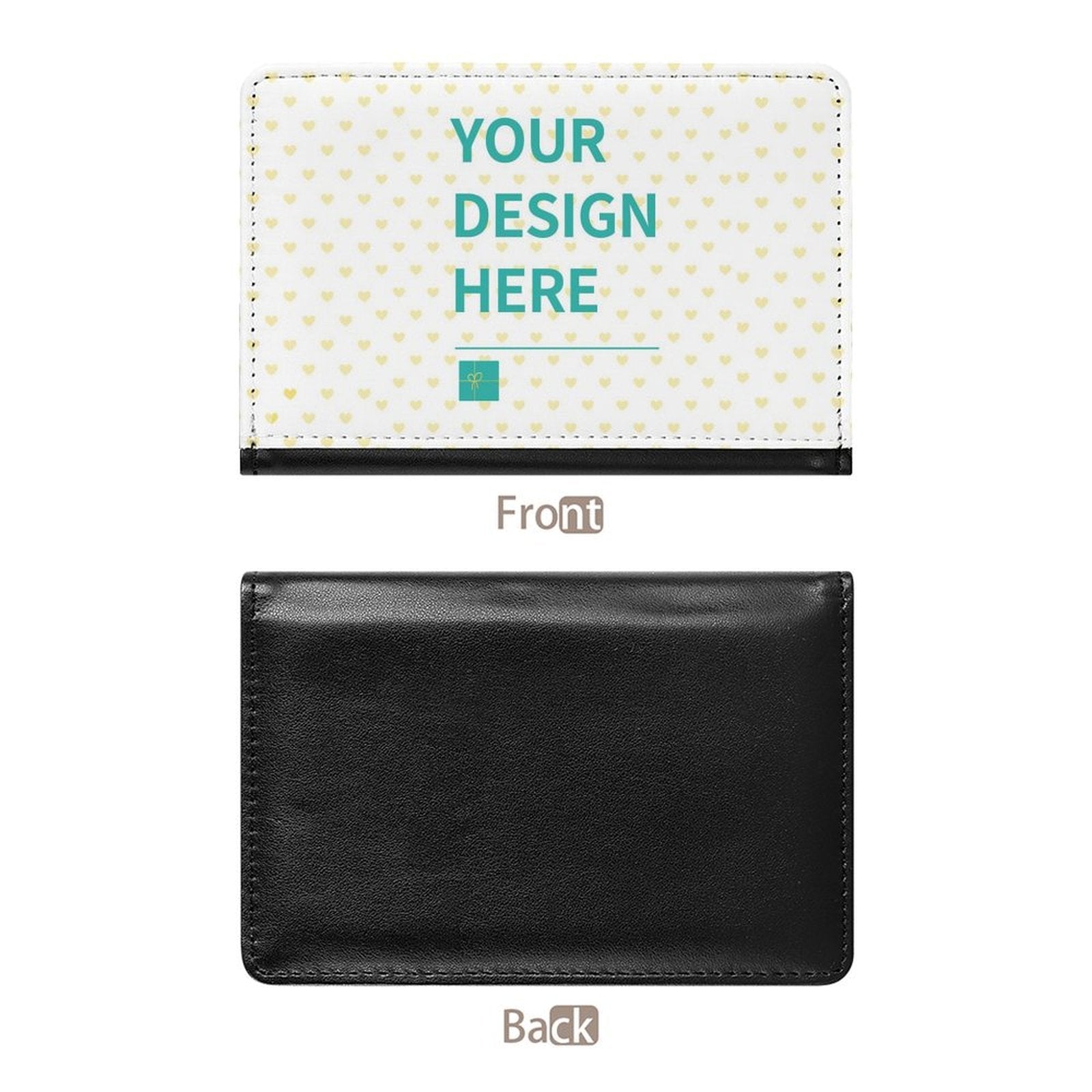 Personalized PU passport holder with custom design area, ideal travel gift for women and men