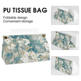 Floral PU tissue box cover, rectangular holder for bathroom, kitchen or office, foldable design.