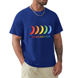 Men's blue crew neck t-shirt with rainbow banana graphic, MyArtsyGift, sizes S-6XL