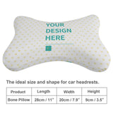 Customizable bone pillow with 'YOUR DESIGN HERE'. Polyester/memory foam, for car, home, or office; Neck support.