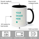 MyArtsyGift - Custom White Ceramic Mug, Personalized Inner Color Mug Customized Gift, Made in USA