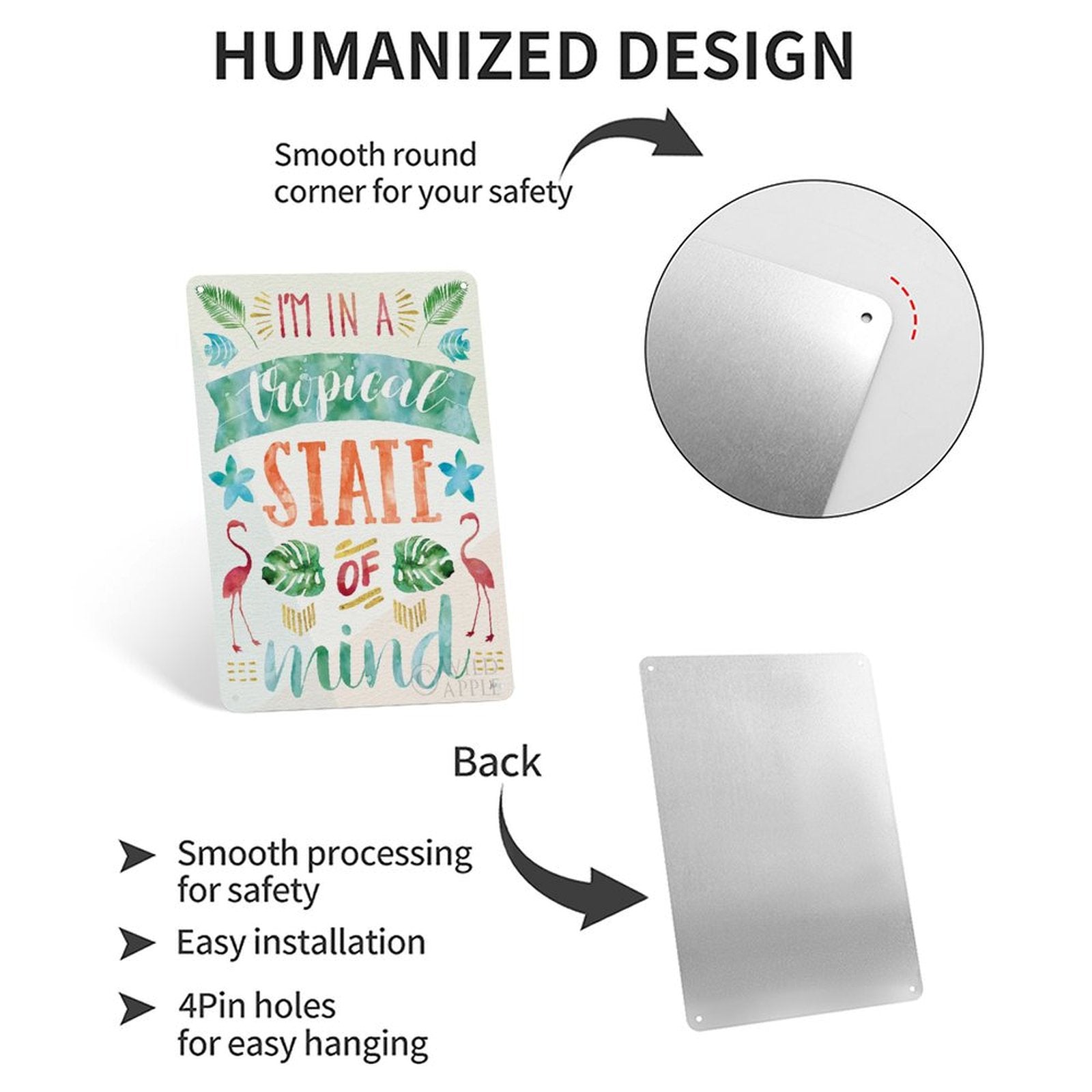 Customizable Aluminum Plaque - "I'm in a Tropical State of Mind" - Wall art for home or office