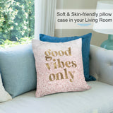 Good Vibes Only pillow cover in soft plush material, marble design, sofa decor, MyArtsyGift