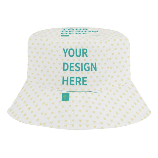Customizable baby sunhat with heart pattern and 'YOUR DESIGN HERE' for kids. Outdoor fishing hat from MyArtsyGift.com