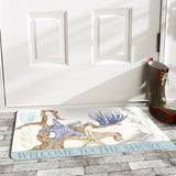 Welcome to the Shore doormat, rubber floor mat with beach design, starfish, for indoor or outdoor use