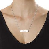 Silver Personalized Name Bar Necklace - Custom Pendant for Women and Men