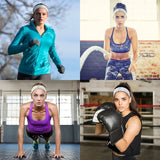 Custom workout headbands for women. Towel cloth sweatbands, personalized design, breathable, for sports and fitness.